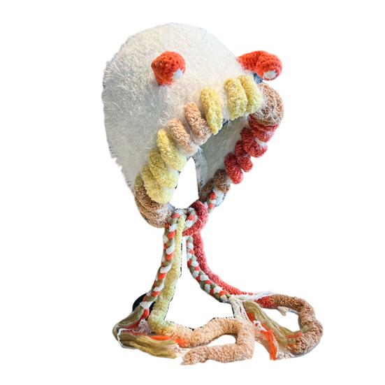 

Зимняя шапка-зверь для косплея, вязаная крючком, толстая, сохраняющая тепло, пушистая, с декором для ушей, плюшевая, для вечеринок, для фотосъемки, кепка Lei Feng бежевый