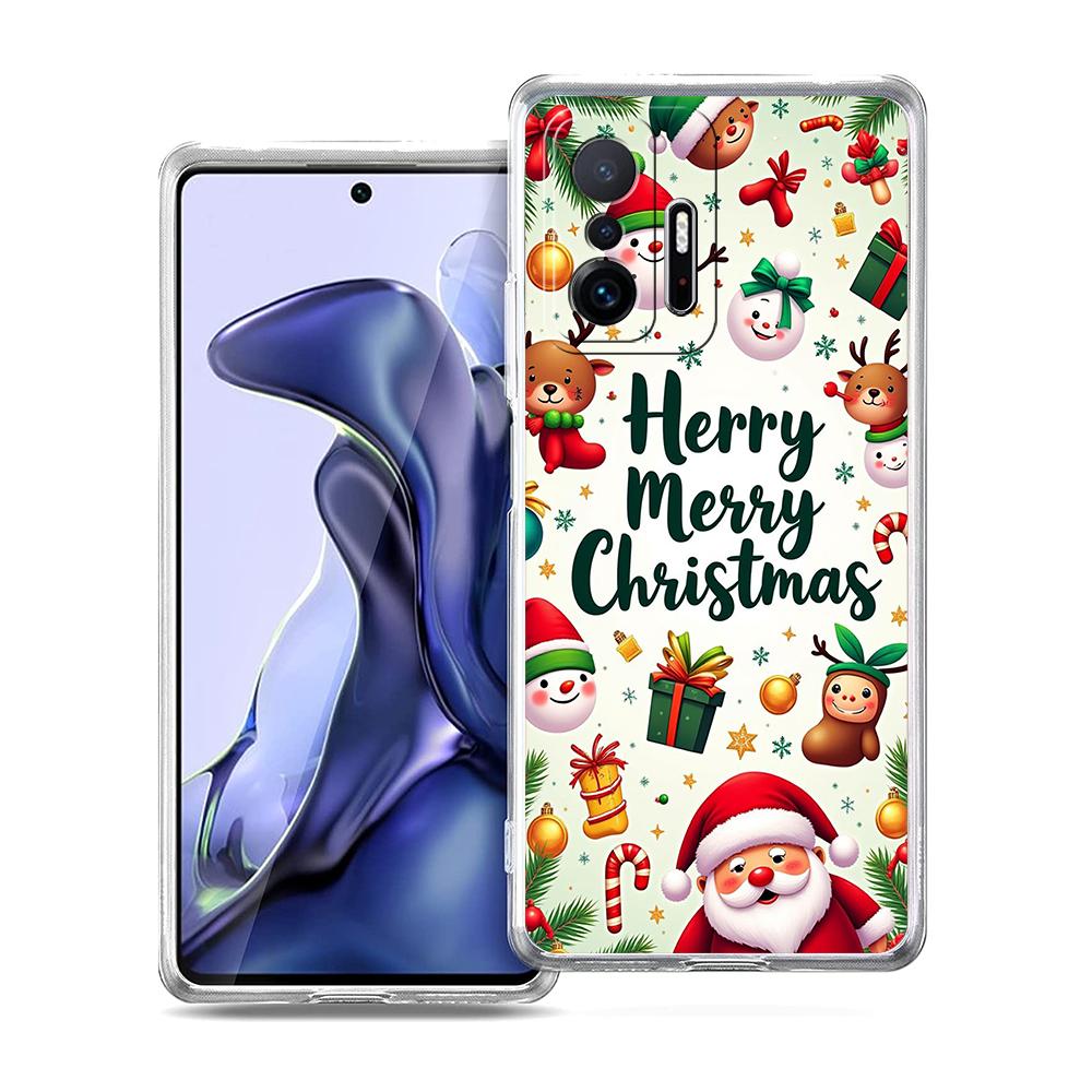 Transparente Handyhülle für Xiaomi Mi 14 13 12 11 Ultra 13T 12T 11T Poco X3 NFC F3 F6 Pro Lite 5G Weiche TPU-Schale Frohe Weihnachten