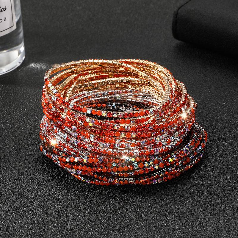 Diamond Elastic Bracelet Color Zircon Rhinestone Claw Chain Crystal Bracelet Gemstone Full Diamond Jewelry