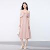 JOY SPEAKER 2025 Summer Off-Shoulder Elegant Midi Dress