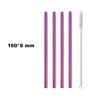 Fruit Juice Straws Mini 160mm Short Rainbow Stainless Steel Metal Straws Straight Bend Reusable Drinking Small 4Straw 1prush