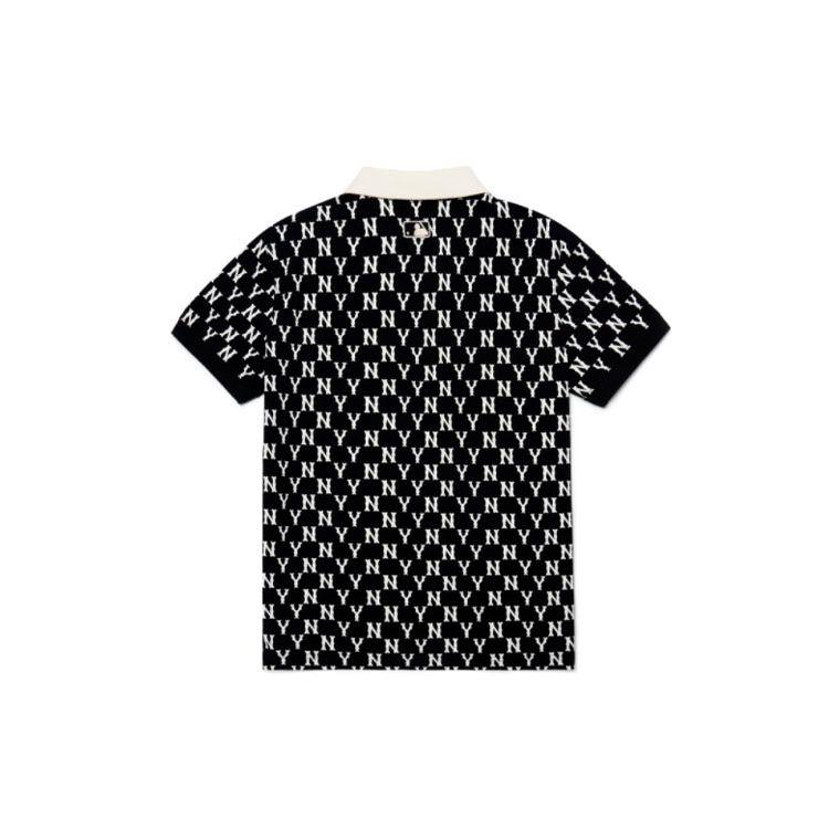 MLB Basic Logo SS22 New York Yankees Short Sleeve Logo American Vintage Sports Color Block Polo Shirt Women Tops Black 3FPQM5023-50BKS
