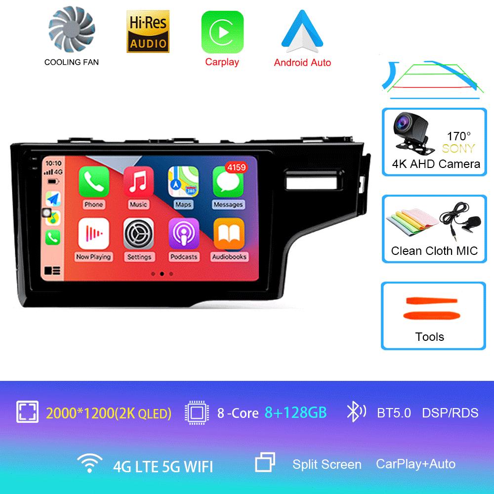 Car Radio Android 14 Carplay For Honda Jazz 3 2015-2020 Fit 3 GP GK 2013-2020 RHD Multimedia Video Player Stereo GPS Head Unit