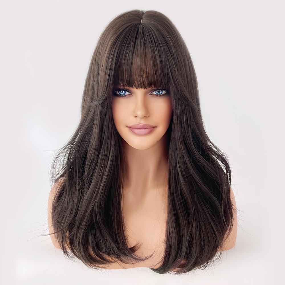 Perucas Sintéticas Longas Cacheadas Loiro com Preto Perucas de Cabelo Natural Partição Central para Mulheres Usar Para Cosplay Diário Lolita Resistente ao Calor