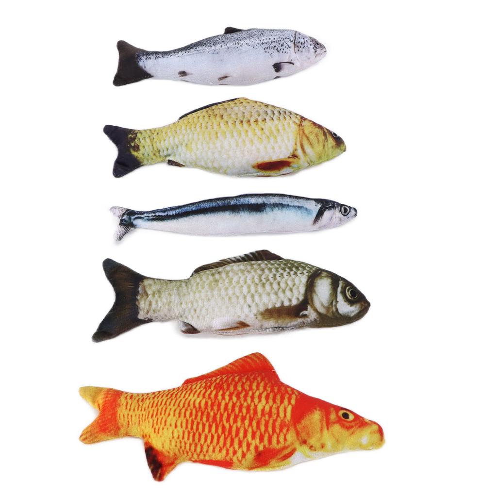 Cat Toy Fish Set Plush Simulation Fish with Catnip for Biting Chewing and Kicking