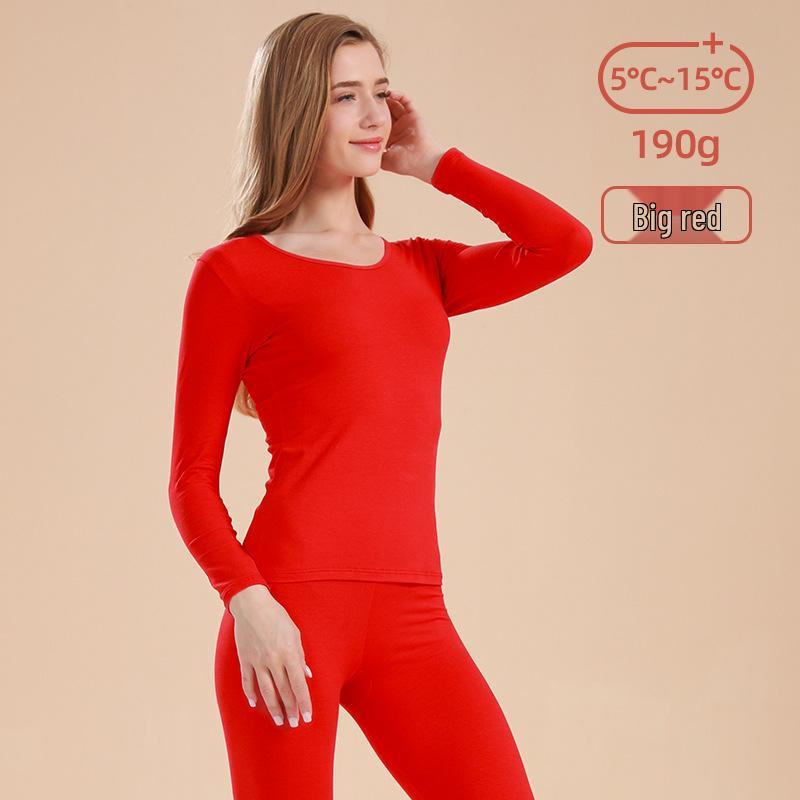 Unisex Slim Fit Cotton Round Neck Warm Underwear Set - Plus Size, Autumn/Winter