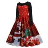Vintage 1950s Christmas Dress for Women Retro Santa Print Long Sleeve Party Dresses for Women 2024
