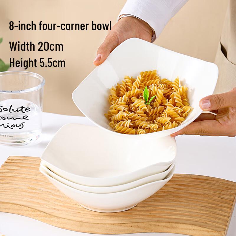 Minimalist Pure White Square Ceramic Deep Plate