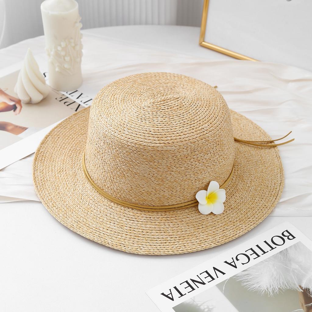 Girls Floral Ribbon Straw Hat Summer Breathable Sun Hat Women Fashion UV Protection Woven Cap
