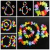 4 Pcs/Set Hawaiian Tropical Hula Luau Grass Dance Head Neck Wrist Garland