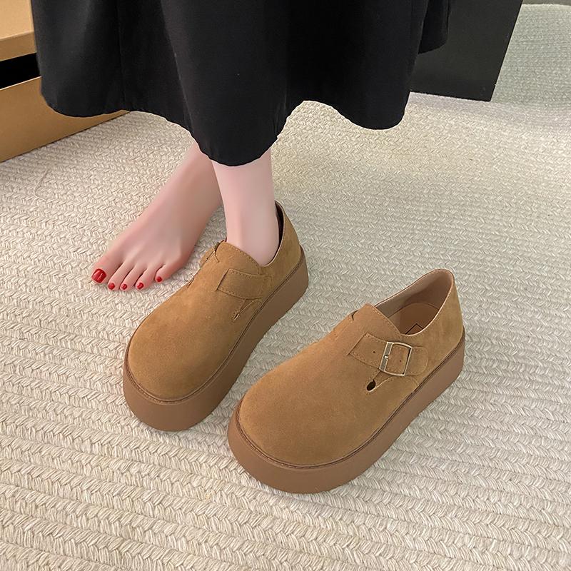 Fashion 2025 New Thick-soled Height-increasing Shoes New Retro and Laid-back Style Anti-slip Single Shoes Soft-soled Women Shoes