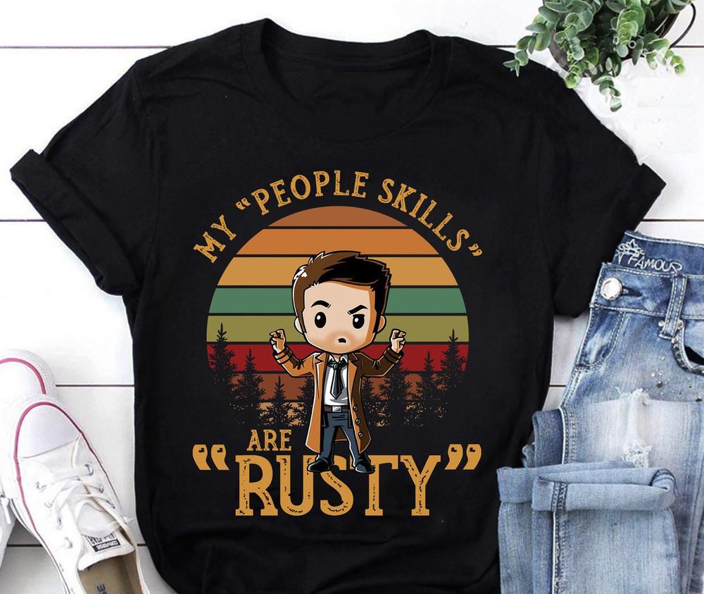Chibi Castiel Supernatural T-Shirt My People Skills Are Rusty Tee  Unisex Tee
