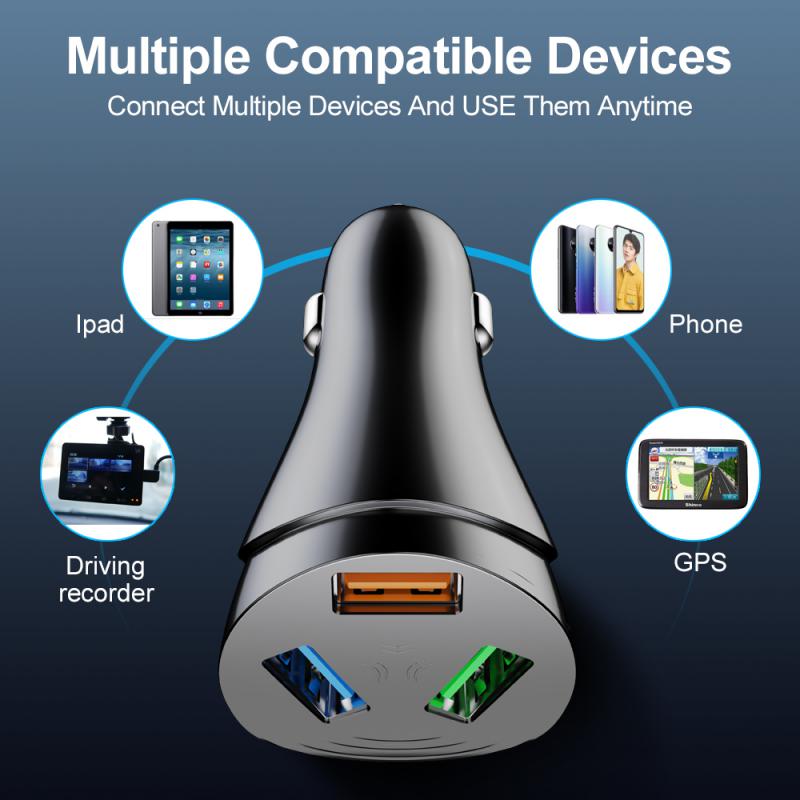 Car Accessories Charger One For Three Qc3.0 Mobile Phone Charger Starting Systems Battery Charging Units 3usb Fast Systems
