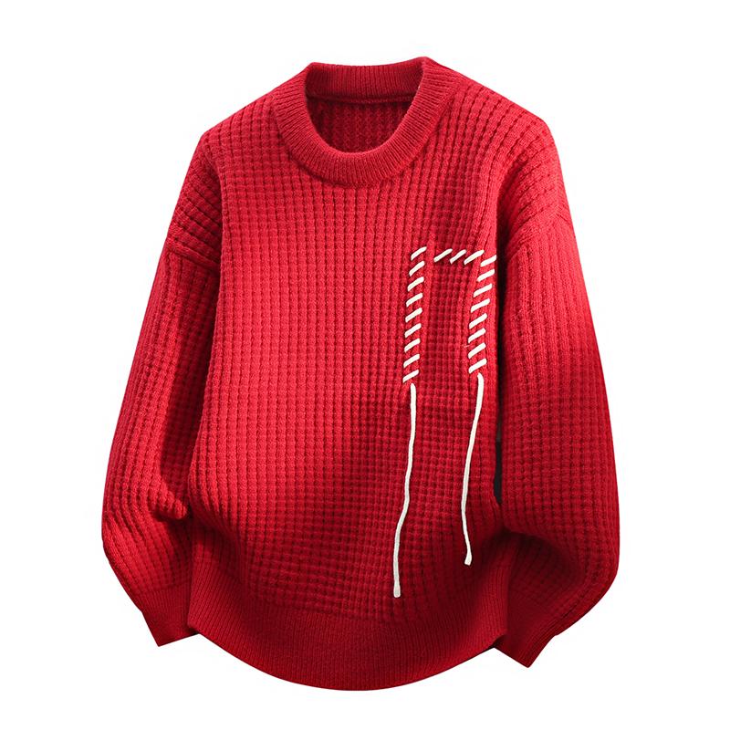 

Solid Color for Men in Autumn and Winter Warm Loose Pullover Sweaters for Men with Strappy Round Neck Fashionable Tops L