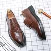 Men's Shoes Fashion Business Dress Leather Shoes Trend Crocodile Pattern Men's Casual Shoes Retro Pointed Leather Shoes