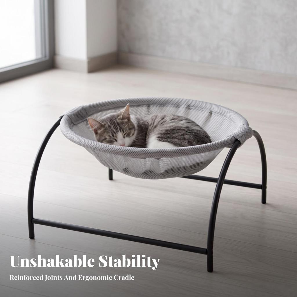 Cat Bed with Metal Stand Breathable Mesh Sling Long-Lasting for Indoor, Cats