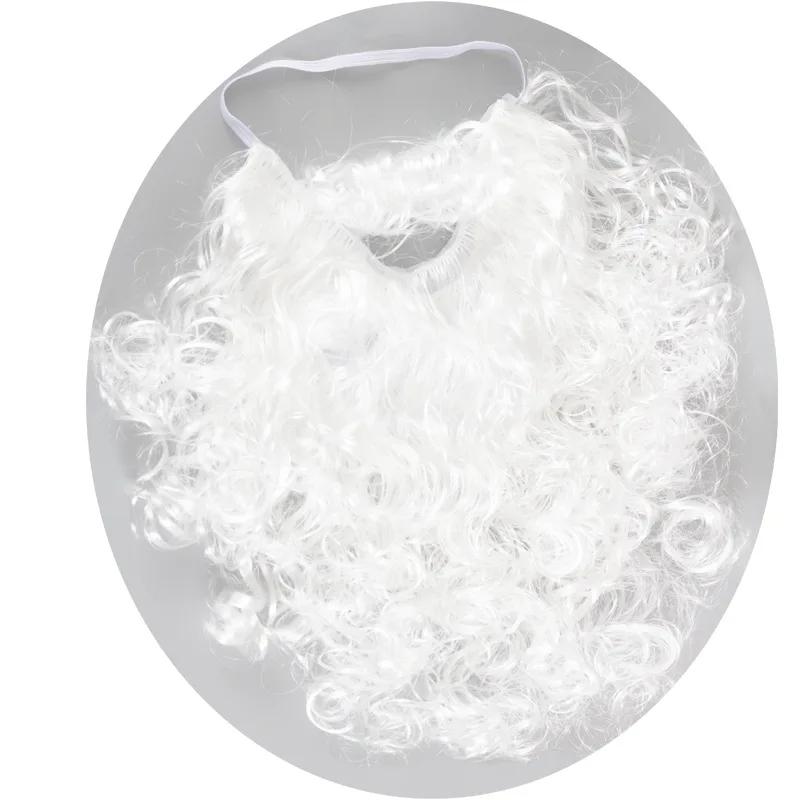 2pcs/set Synthetic White Santa Claus Beard and Red Flannel Hat Unisex Men Women Party Dress Up Accessories Christmas Cosplay Toy