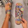 Große Sandalen Damen Ethnisch Stil Sommer Neu Atmungsaktiv Druck Abdeckung Zehe Römisch Stil Coole Hausschuhe