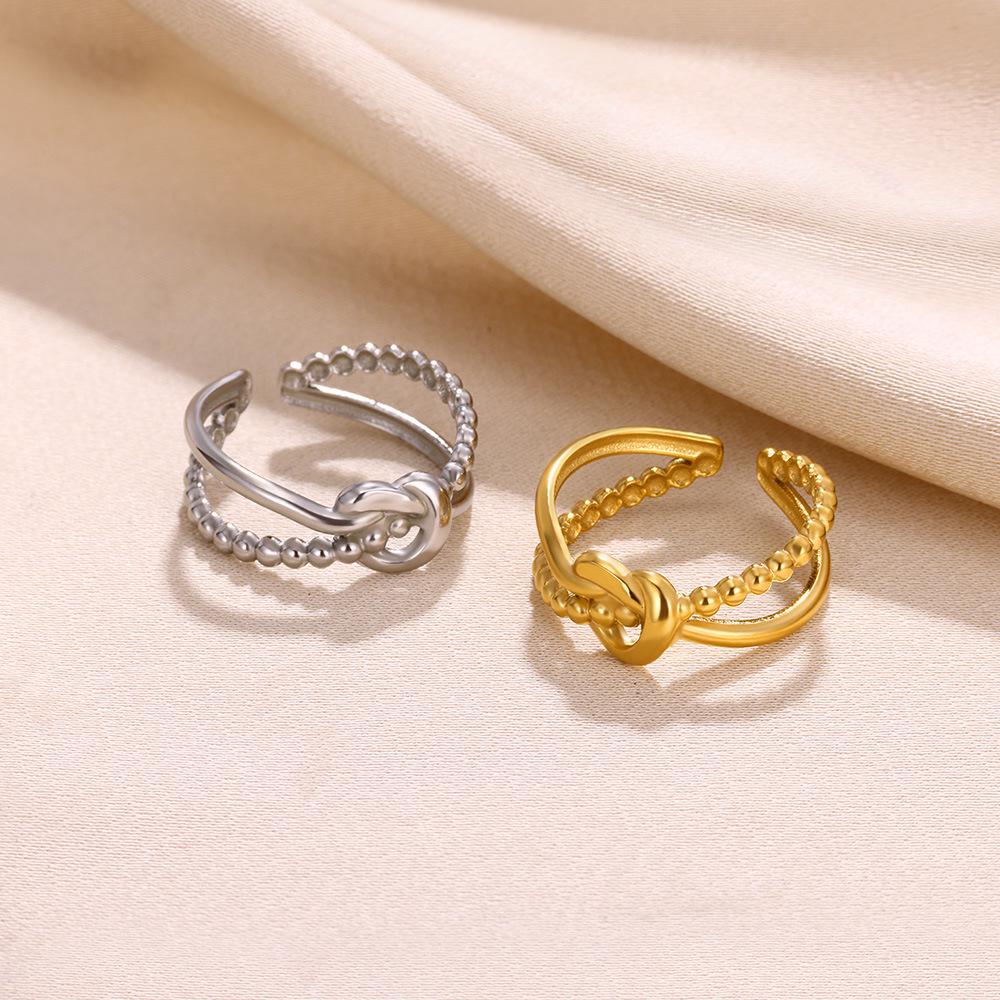 Heart-Shaped Geometric Star Open Ring: 18K Gold-Plated Stainless Steel Women's Jewelry