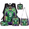Set Zaino con Motivo Stella del Calcio 1/2/3/4/5 PZ – Zaino Casual di Grande Capacità con Pochette e Borsa Tote Abbinate, Perfetto per l'Uso Quotidiano