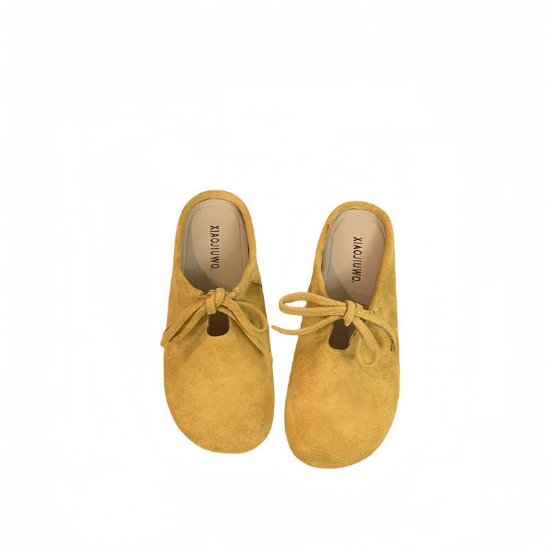 2025 Autumn New Lace-up Bow Bag Head Drag Casual Women's Slippers