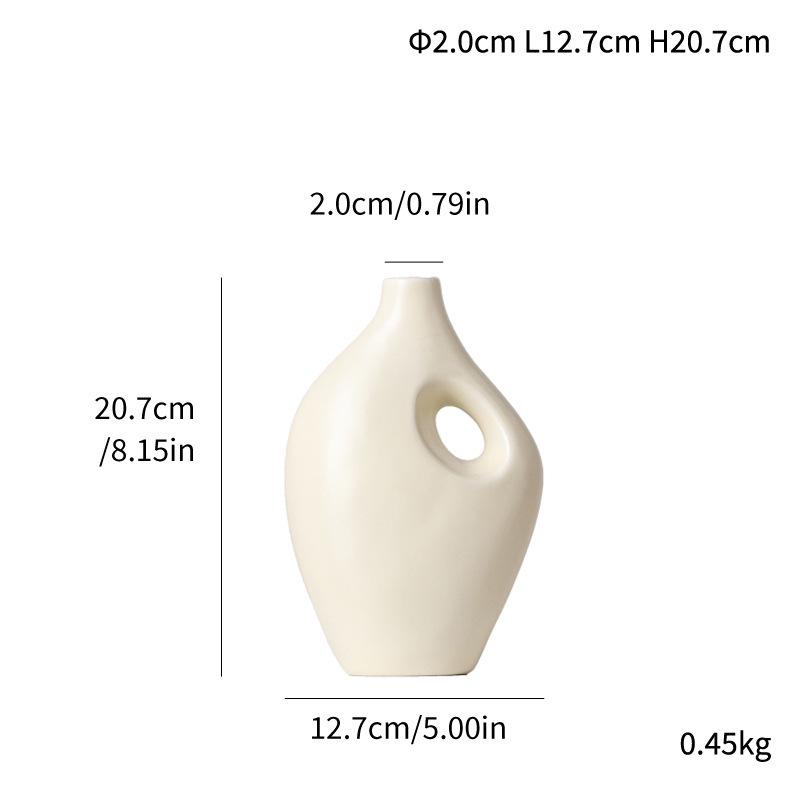Beige Minimalist Ceramic Vase for Modern Home Decor and Flower Arrangement