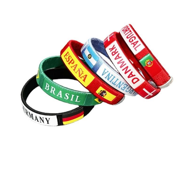 Stylish Country Flag Alloy Bracelet Football Fan Bracelet Country Flag Wristband Alloy Texture Perfect for Football Fan
