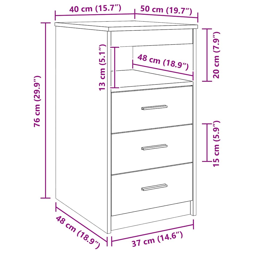 Drawer Cabinet with Vintage Wood Look 40 x 50 x 76 cm Engineered Wood