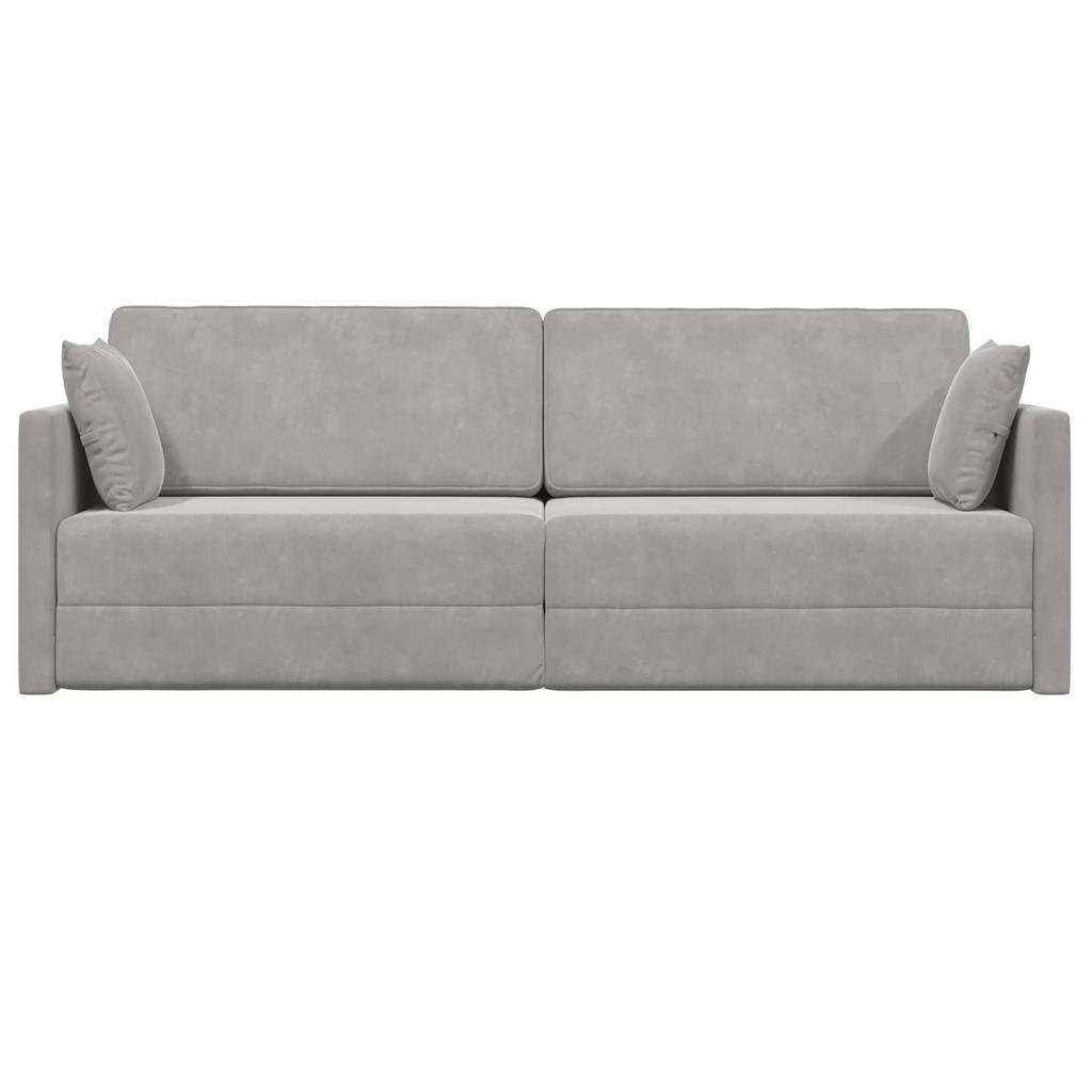 Floor Sofa Bed Light Grey 213 X 70 X 77 Cm Velvet