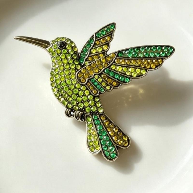 Sparkling Rhinestone Hummingbird Brooch Shiny Multicolor Design Ideal For Daily Wear Party Jewelry Gift For Women