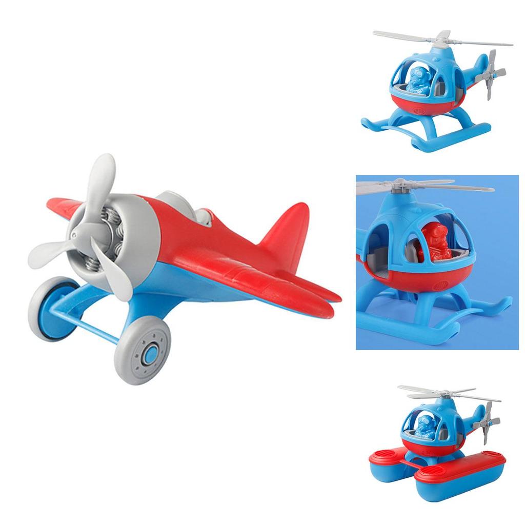 Durable Plastic Aircraft Model Toy Cartoon Beach Airplane Wwii Fighter Jet Helicopter Red/blue