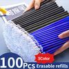 100 Stuks Uitwisbare Gelpen Navulstaafjes set 0.5mm Blauwe/Zwarte/Rode Inkt Uitwisbare Pen Wasbaar Handvat Kantoor School Schrijfwaren Schrijven