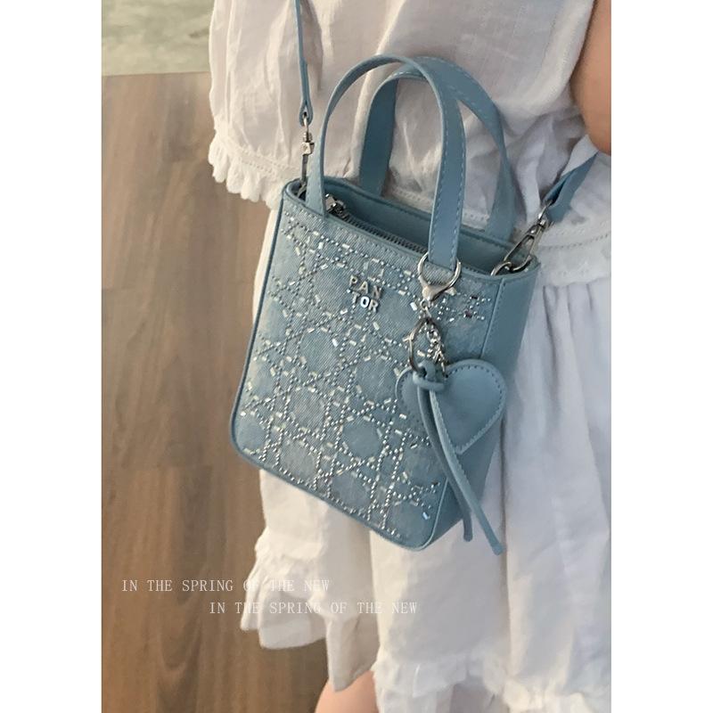 Summer denim women's handbag bag 2025 new fashion portable small square bag versatile messenger mobile phone bag