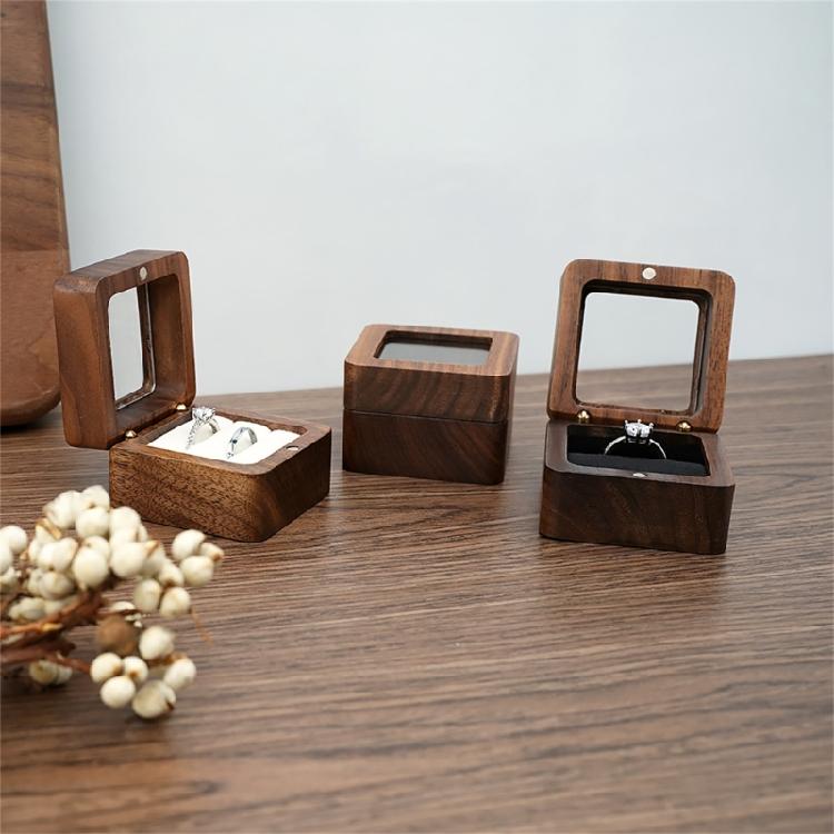 Compact Wood Rings Box Sturdy Rings Case for Engagement Portable Wood Ring Box for Wedding and Proposal Keepsakes