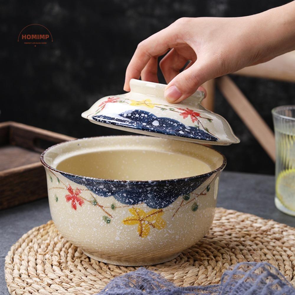 6.5inch Japanese Style Ceramic Ramen Bowl 750 Ml Vintage Soup Bowls Underglaze Painting Large Capacity Instant Noodle Bowl