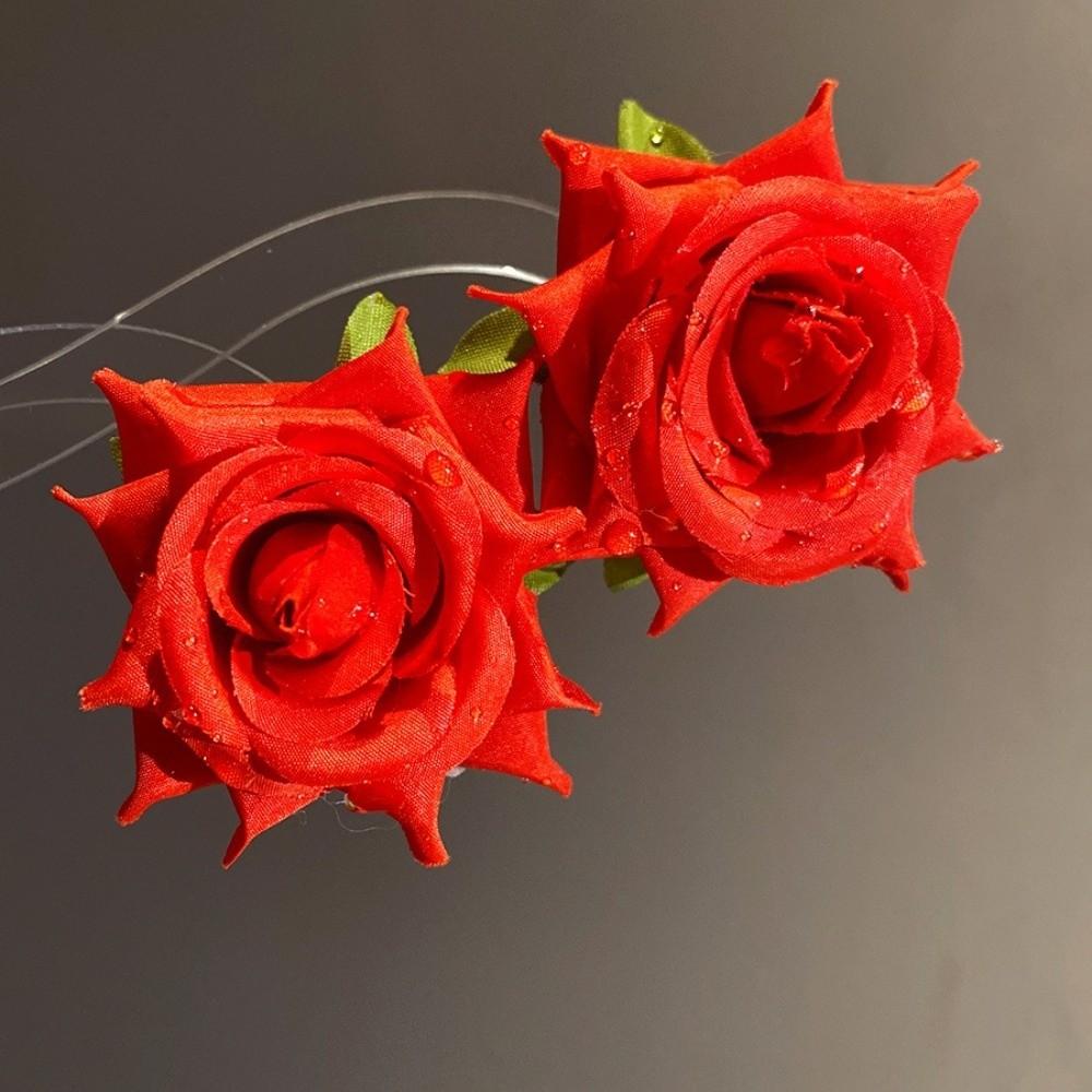 French Style Floral Stud Earrings Solid Color Drop Earrings Fresh Rose Flower Earrings  Women