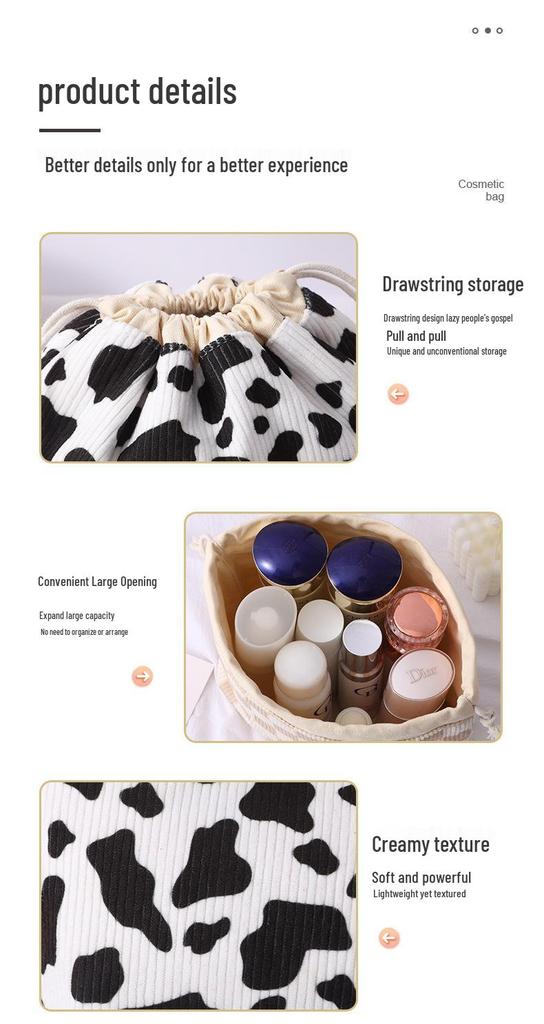 Color-Block Large Capacity Makeup Bag for Women - Travel Drawstring, Cosmetics Organizer, Toiletries Storage