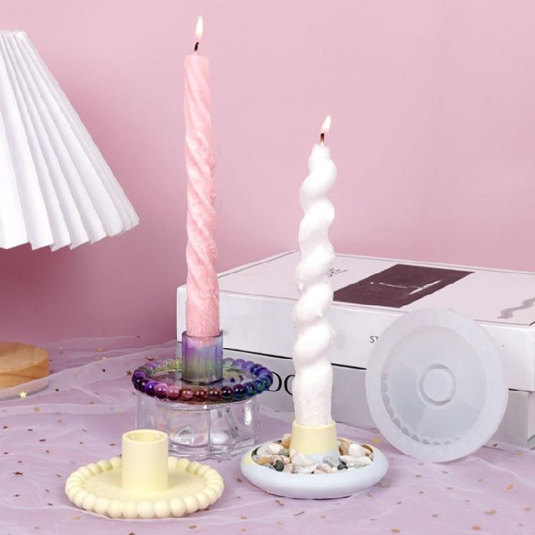 Round Candlestick Mold Color Concentrate Holder Mold Gypsum Candle Holder Mold