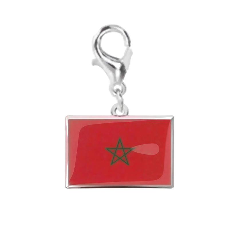 Braccialetto con Charm Bandiera in Acciaio Inossidabile con Moschettone, Gioiello Ciondolo Paese per Regalo di Viaggio Accessorio Stile