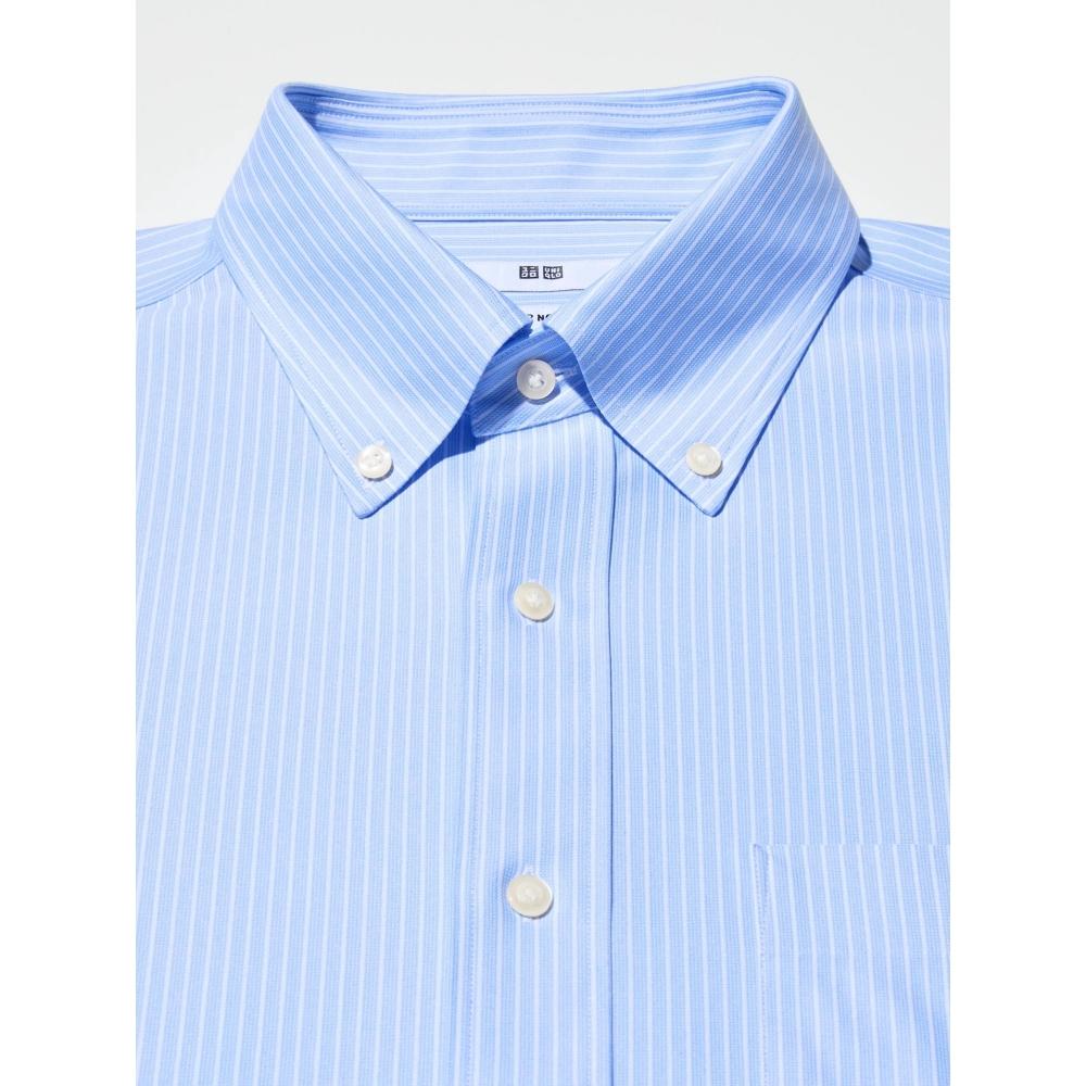 Uniqlo Super Non Iron Jersey Shirt  Long Sleeve Button Down Collar  Stripe B