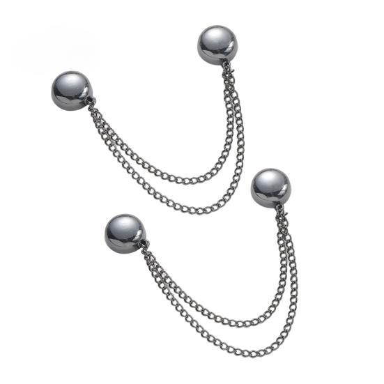 

Многофункциональный магнитный зажим для одежды с цепочкой, многоцелевой зажим для металлических пуговиц без штифта, магнитная булавка для фиксации одежды, шарфа, штанин, манжет 2PCS чёрный