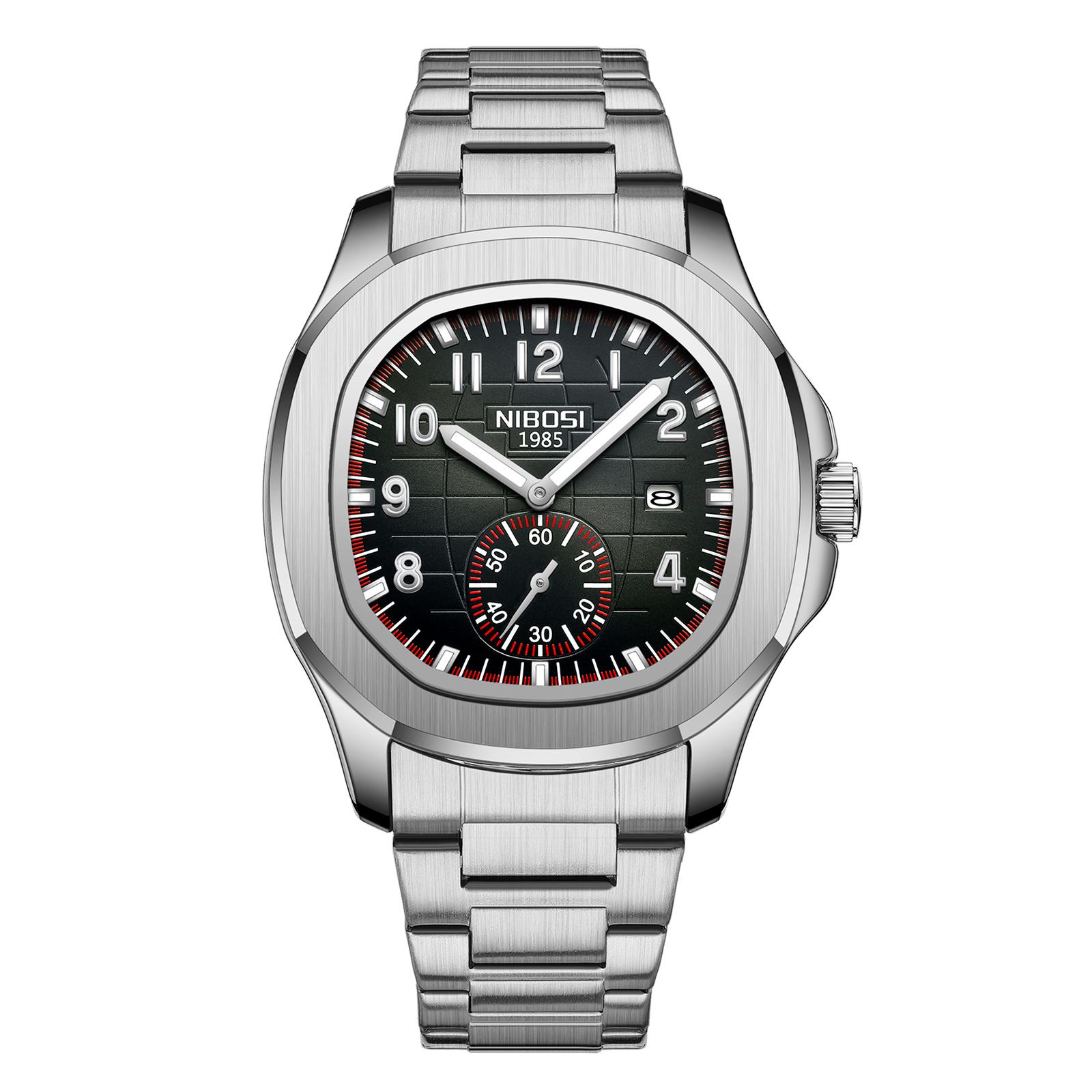 

Luxury Square Man Watch Date Waterproof Luminous Men Wristwatch Stainless Steel Men s Quartz Watches steel band чорний