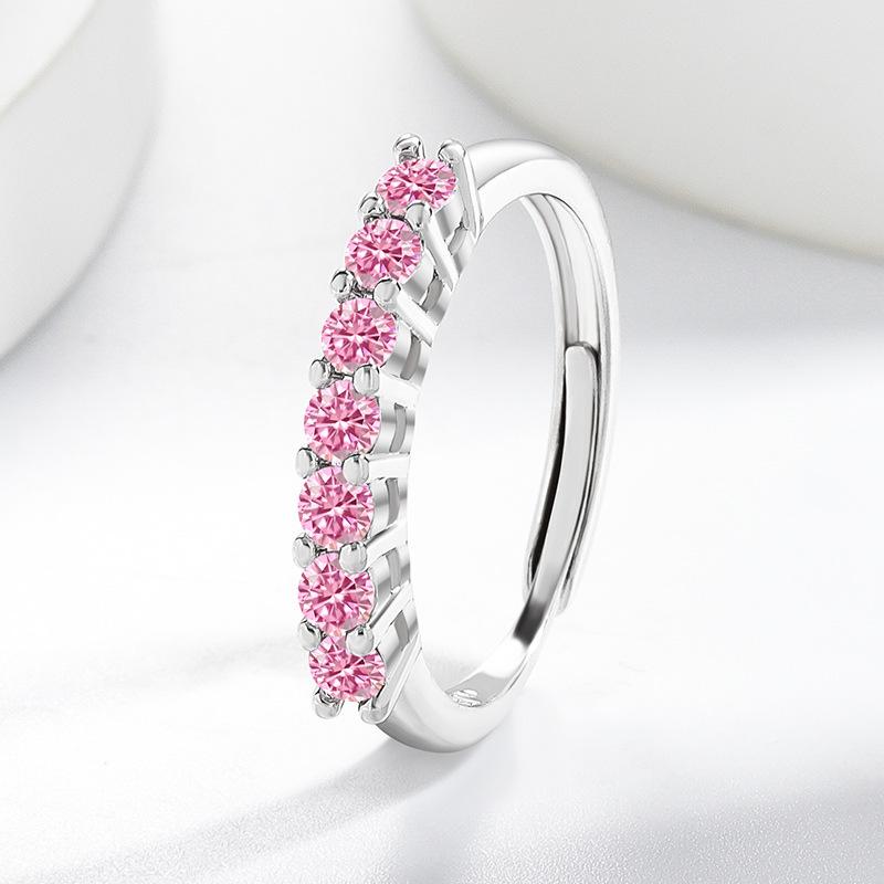 

2026 Light Luxury Micro-inlaid Zircon Fashion Women s Ring Simple and High Sense Seven Princess Color Ring Women Resizable