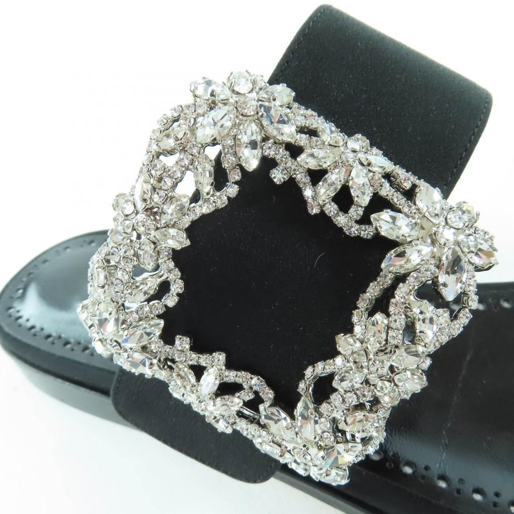 Sandálias Pristine MANOLO BLAHNIK TITUBAFLAT Bijoux seda preta 38 665.99WTIFCRE010 Usado