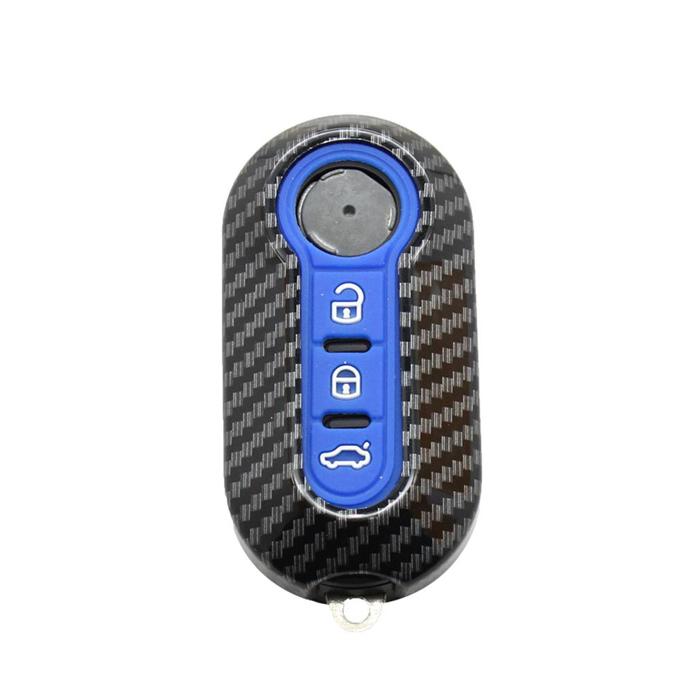 

Car Flip Key Case Cover Auto Key Shell Fob Keychain Cover ABS&Silicone for Fiat Ducato 500 500L Panda Grande Punto Lancia Musa Accessories темно-синього кольору