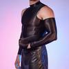 Yousheng Sexy Men Glossy Shiny T-Shirt Smooth Breathable Top High Elastic Transparent See-Through Nightclub Skinny Tops