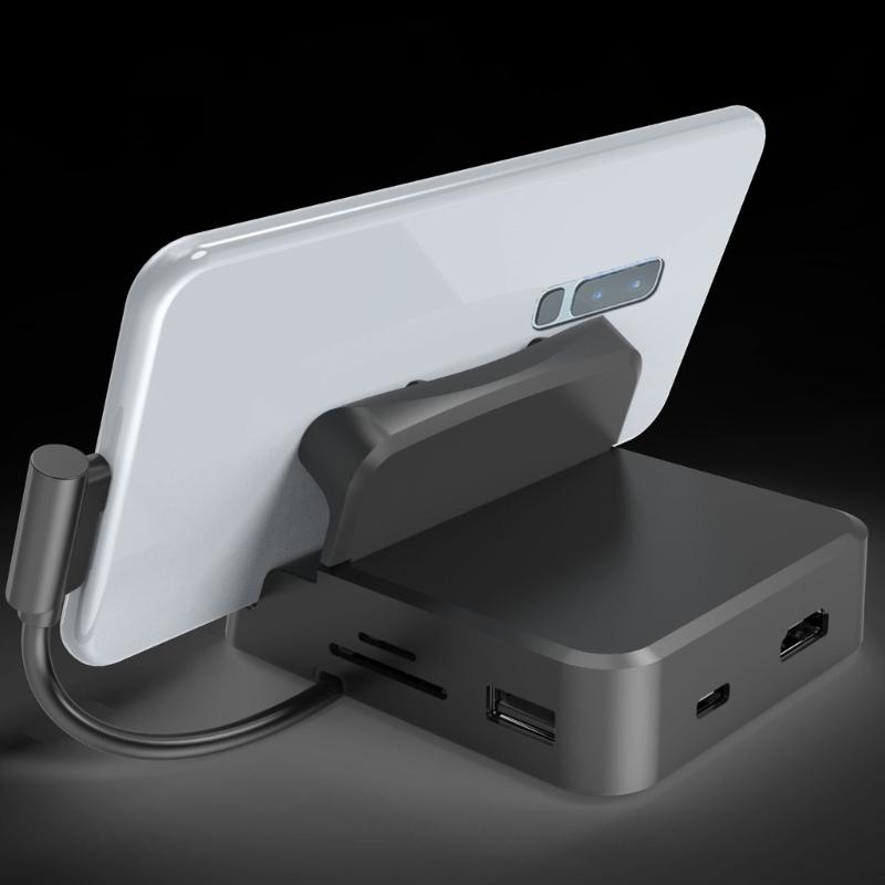 Versatility USB C Hub USB C Expansion Dock with Phone Stand Function for Highly Speed Data Transfer &Charging Efficiency