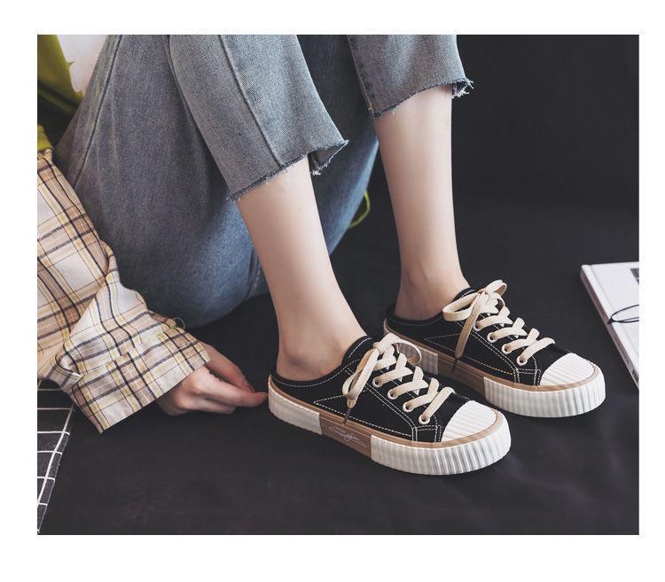 2024 Summer Women's Canvas Slip-On Low-Top Biscuit Half-Slippers