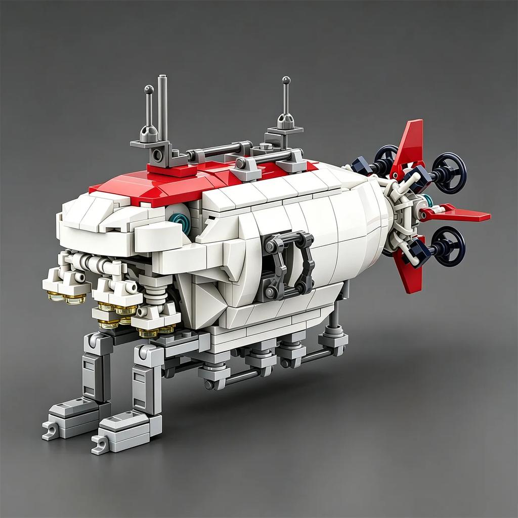 Research Vessel Display Toy New City Series Deep-Sea Exploration Deep-Diving Submarine Building Blocks Submarine Model