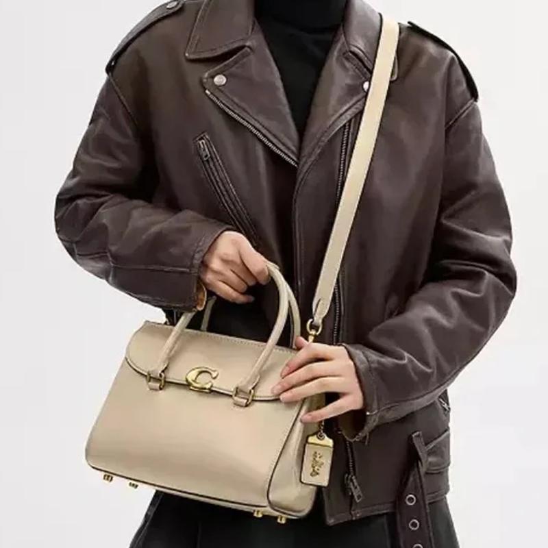 Coach Broome 26 Casual Solid Color Brand Logo Push Lock Multifunctional Pocket Protection Foot Leather Briefcase Handbag Medium CP119-B4IY